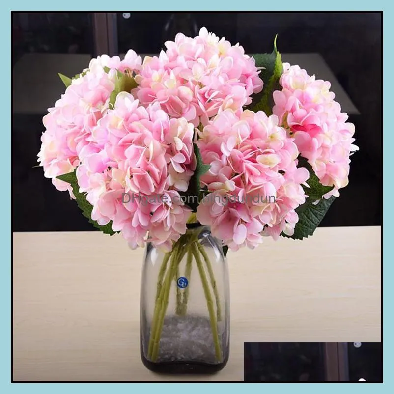 47cm artificial hydrangea flower head fake silk single real touch hydrangeas for wedding centerpieces home party decorative flowers