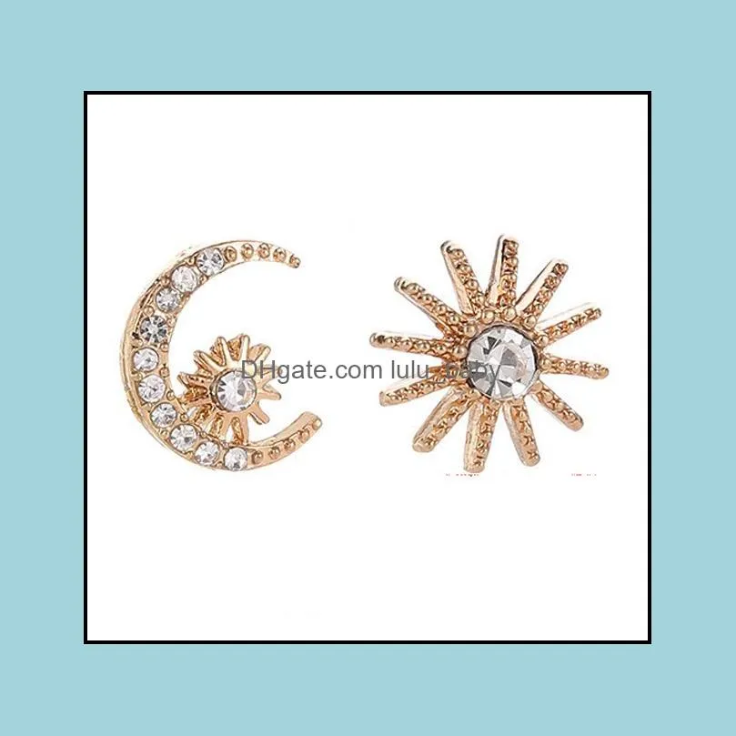 asymmetric earrings bijoux moon star earring christmas gifts rhinestone stud earrings