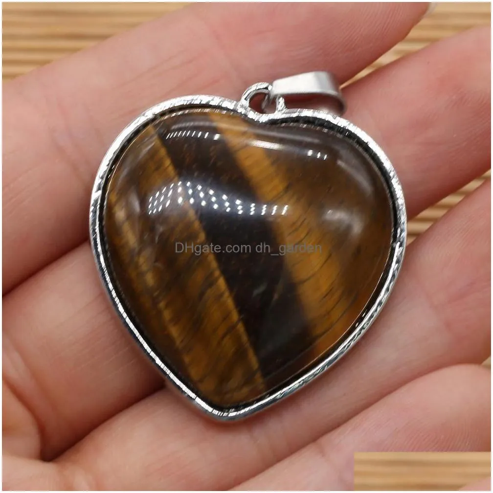 natural stone chakela heart charms seven chakras reiki healing chakra rose quartz crystal pendant for necklace jewelry making 32x35mm