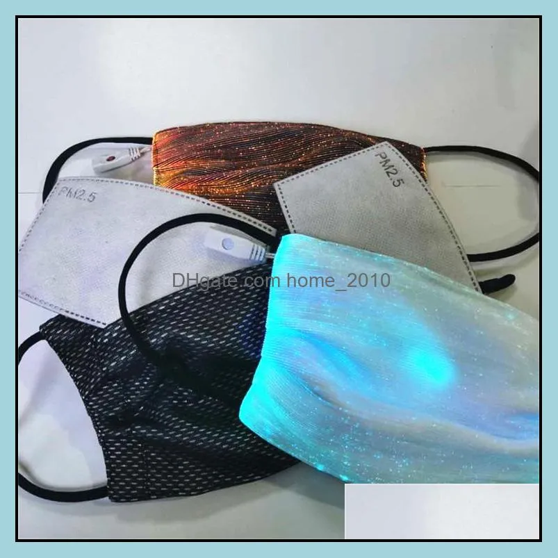 halloween fashion glowing mask with pm2.5 filter 7 colors luminous led face masks for christmas party festival masquerade rave