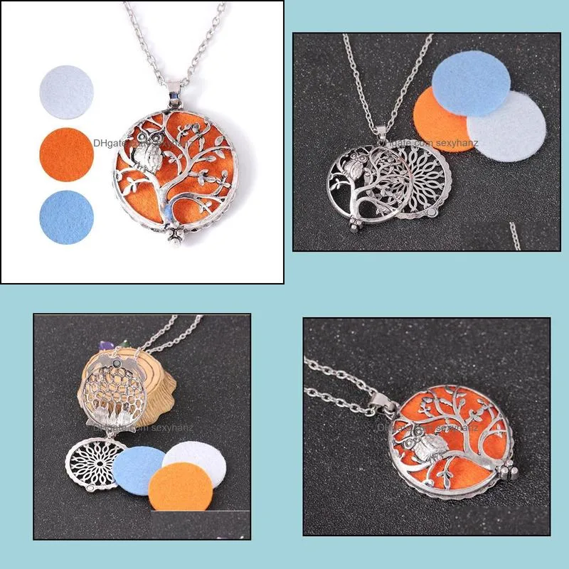 pretty aromatherapy necklace silver owl  oils diffuser necklaces locket necklace beautifully jewelry