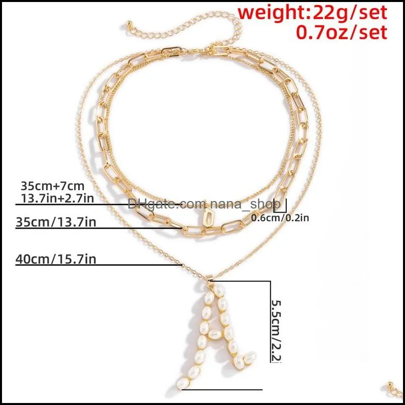 vintage multilayer cuban chain necklace for women boho initial a letter pendant choker necklaces friend jewelry accessories 3691 q2