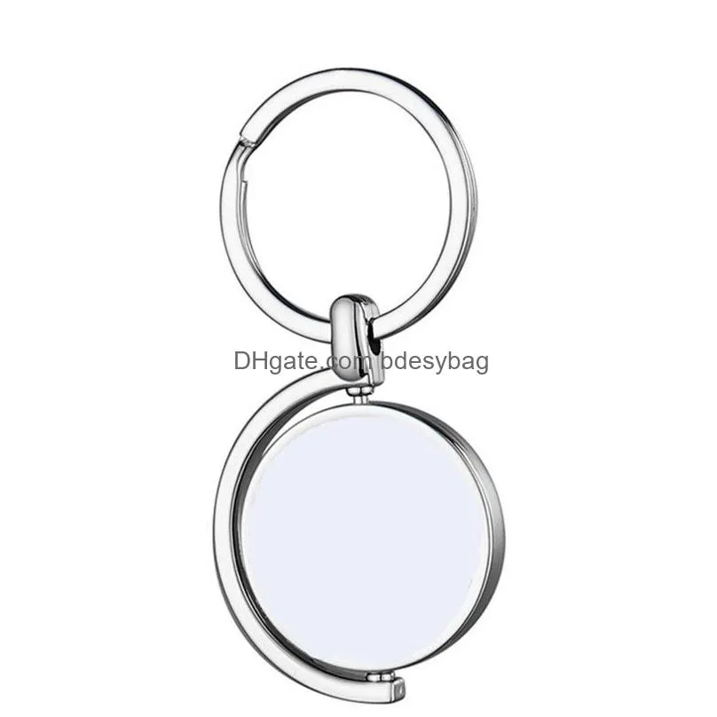 diy sublimation blank keychain rotatable round alloy designer keychain wallet handbag carabiner keychains car key ring for woman man valentines day christmas
