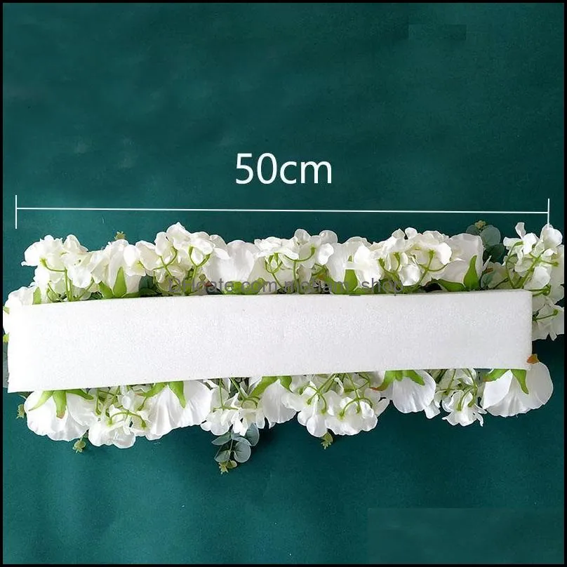 50cm wedding flower wall arrangement silk rose peony artificial row for arch backdrop garlandparty