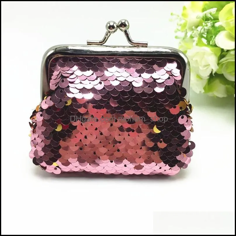  fashion sequins mini wallet clutch pouch portable women sequins coin purses handbags card holder keys earphone bags vt0085