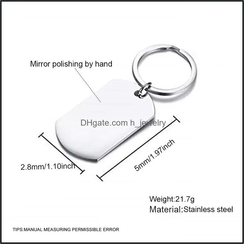 stainless steel personalized engraved jewelry tag charm blank dog tag military pendant charm for necklace keychain diy polished