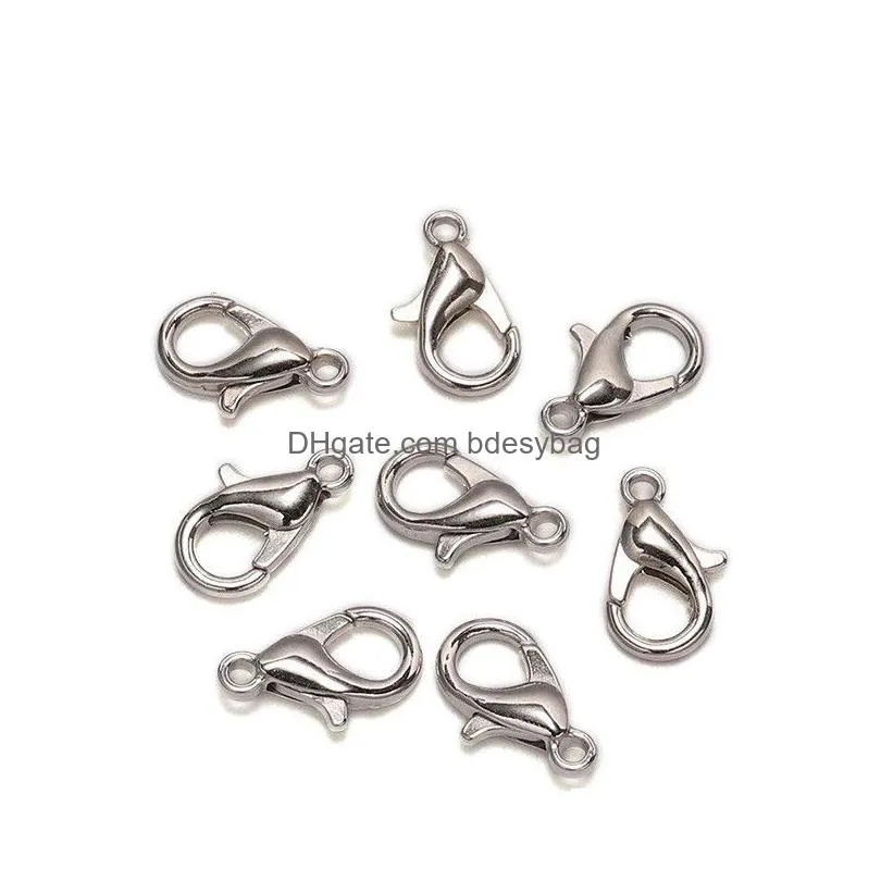 150pcs/ lot 12x6mm lobster clasp hooks silver plated alloy fashion jewelry findings components for bracelet chain necklace diy