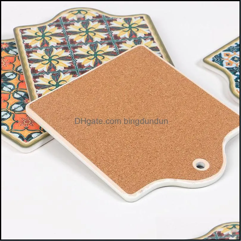 modern household heat insulation pot pad square simple fashion tile series ceramic non slip placemats bowl