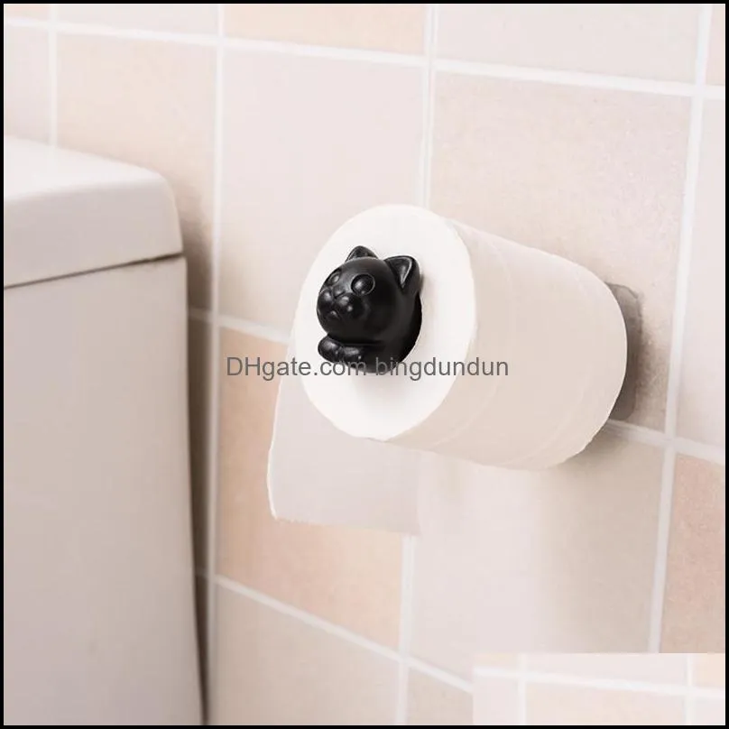 lovely cat toilet paper holder kitchen roll towel tissue rack adhesive wall sticker organizer hanger