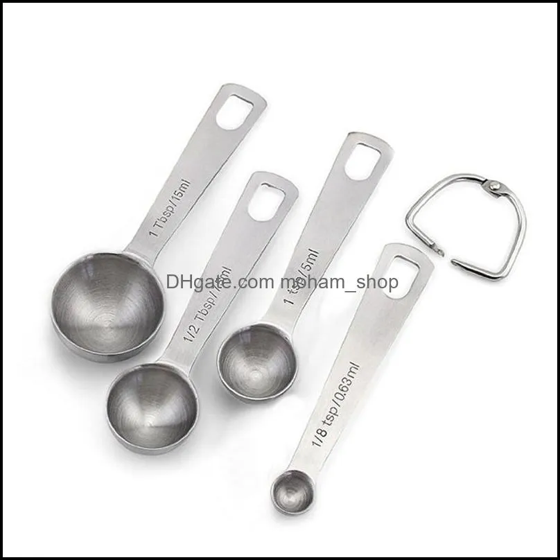 6 pcs/set stainless steel measuring spoons food grade safety measuring spoons set baking cooking tools hangable handle tablespoon dh1287