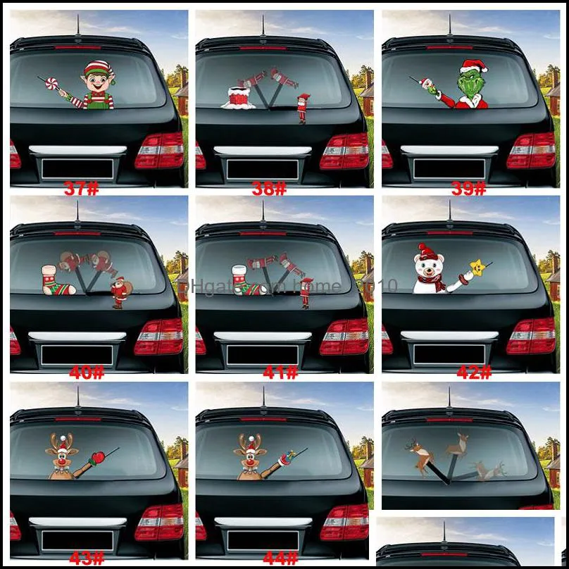 christmas series car stickers magic christmas waving santa claus elk xmas windshield sticker car rear windscreen wiper stickers vt1623