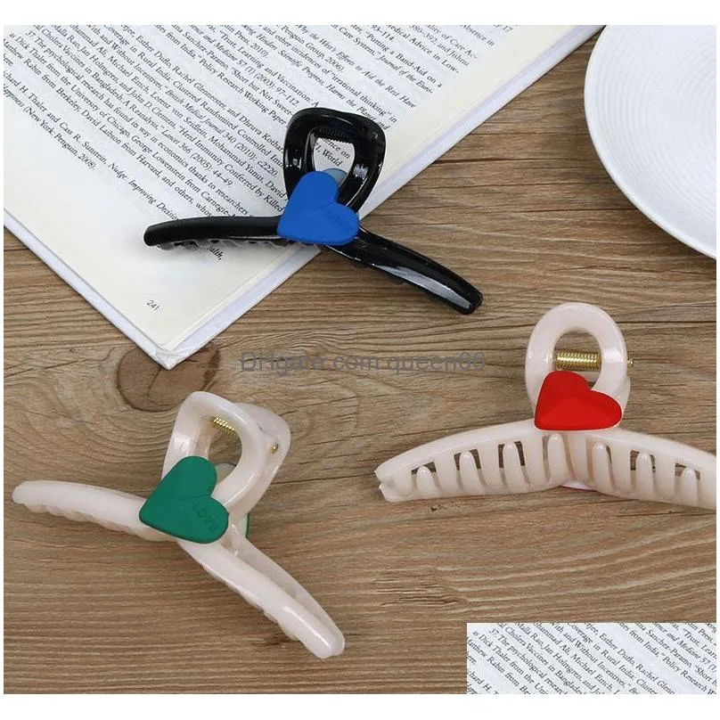 fashion jewelry plastic hairpin for women hair clip bobby pin heart lady girl barrette back head shark clip large grip hair