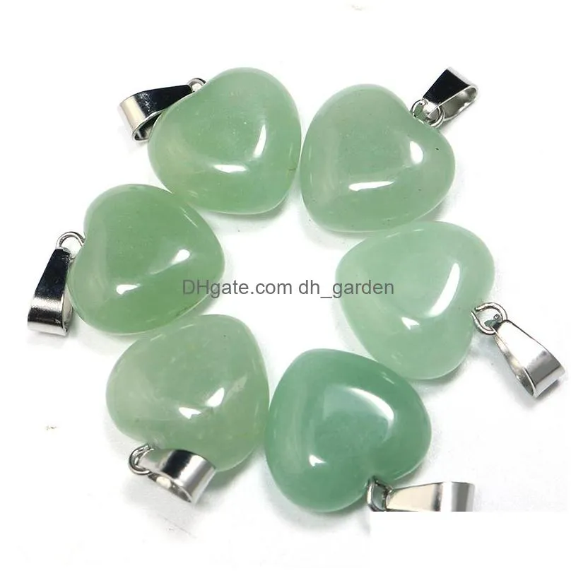 16mm natural gem stone charms pendants opal crystal rose quartz hexagonal pendulum reiki pillar diy necklaces jewelry making