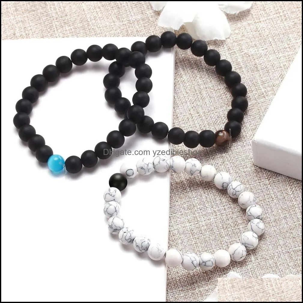 fashion 8mm black matte bead elastic bracelets natural stone bead buddha round bracelet for men women yoga jewelry accessories couple