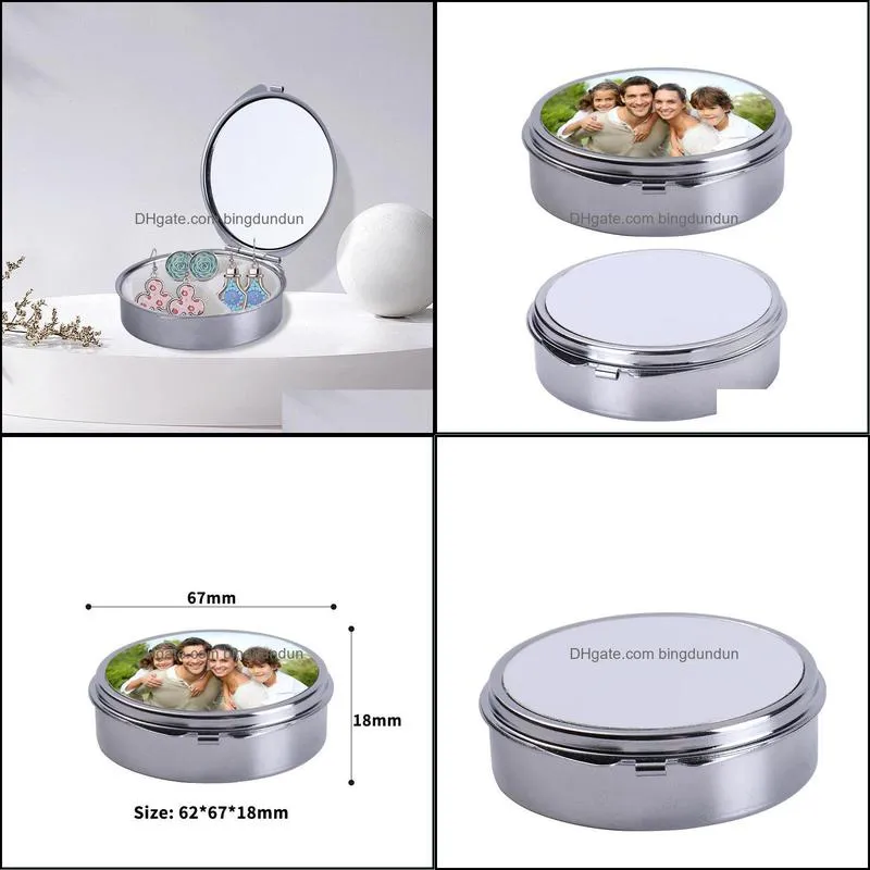 party favor sublimation metal jewelry box stainless steel round packaging box diy small item boxes