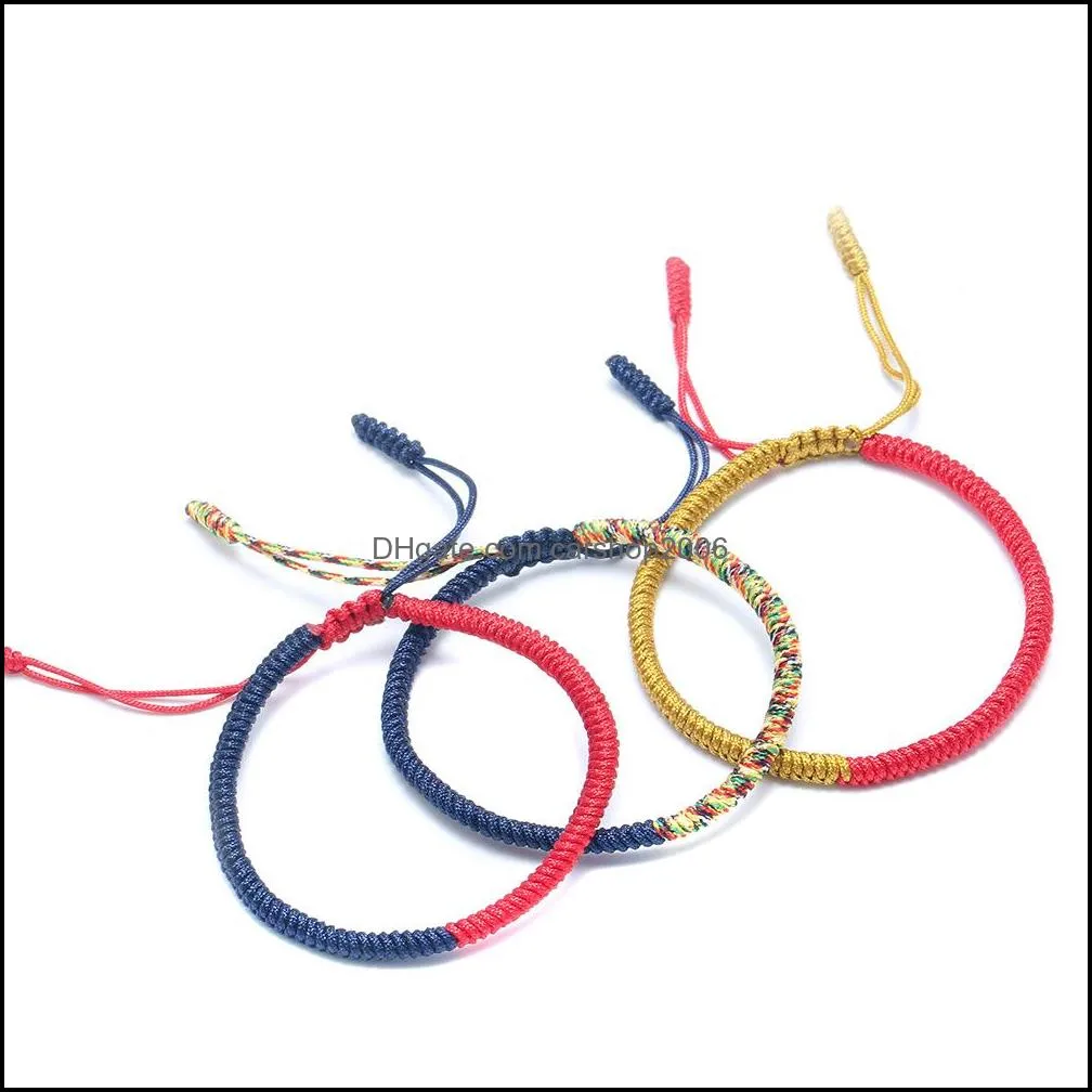 handmade 3pcs/set knots rope bracelet multi color tibetan buddhist good lucky charm tibetan braided bracelets bangles for women men