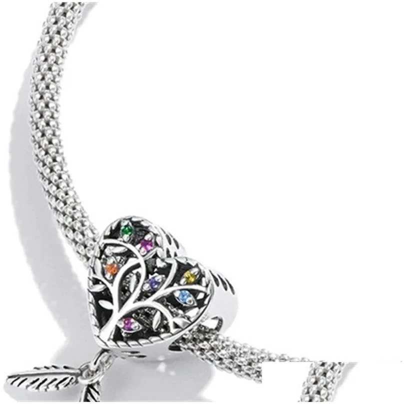 silver tree of life charm for original bracelet real 925 sterling silver colorful cz jewelry making beads women 2014 q2