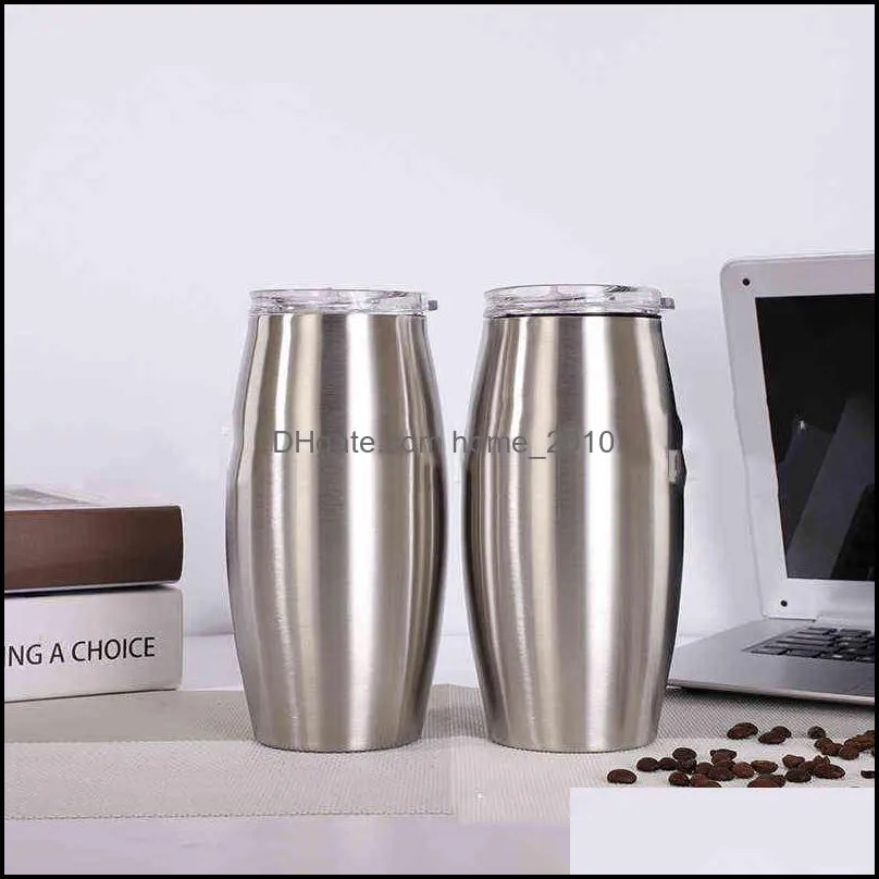 25oz curving stainless steel cups mug shape double walled vacuum travel water bar drinkware coffee with lid straw design vtmeb1258