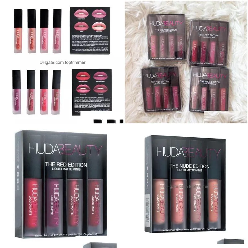 4pcs/set matte liquid lipstick lip gloss nonstick cup rouge a levre lipgloss maquillaje set