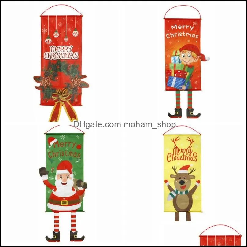 lovely merry christmas decorations home 2020 ornaments hanging cloth year porch shop mall sign xmas door decor hanging flags