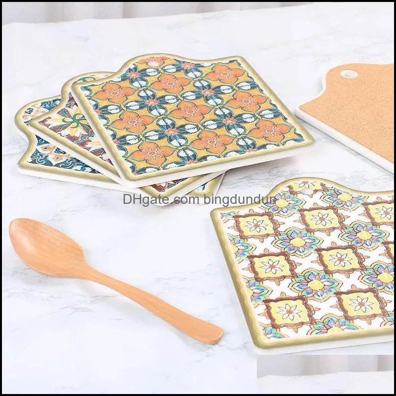 modern household heat insulation pot pad square simple fashion tile series ceramic non slip placemats bowl