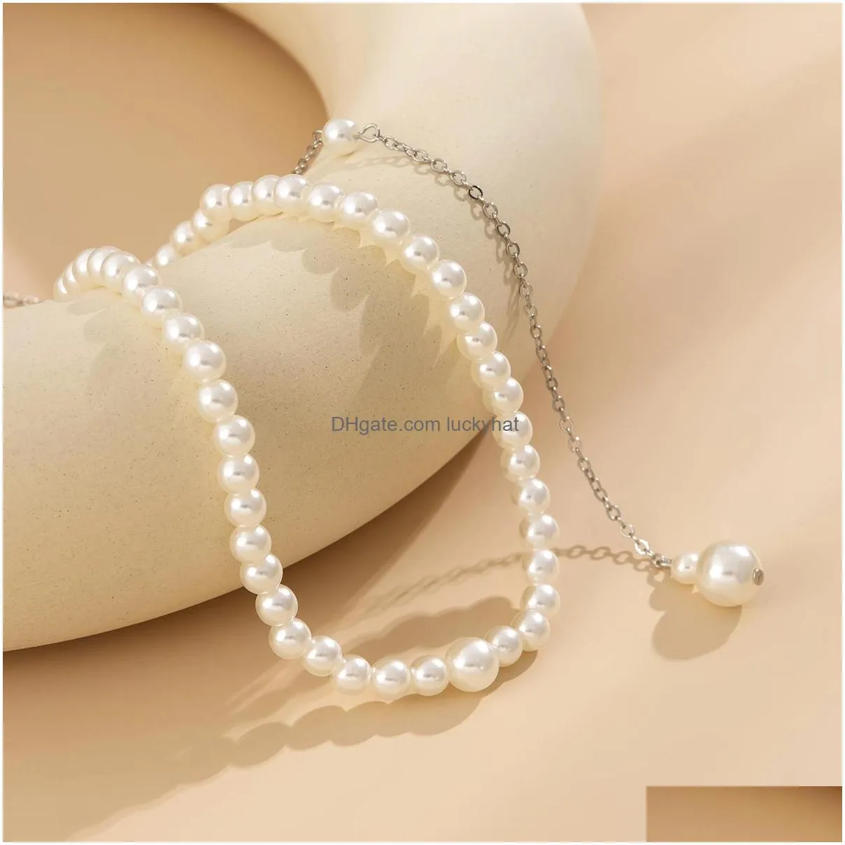 fashion jewelry beach bride back body chain ornaments choker necklace sexy faux pearls beaded chain tassel necklaces