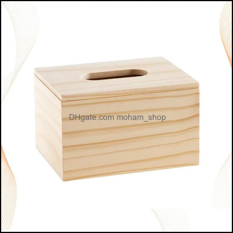 1pc wooden box desktop napkin carton simplicity retro paper storage for home living room car