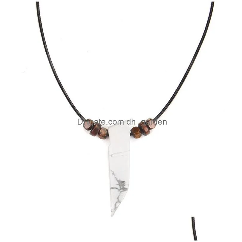 healing natural stone pendant raw mineral irregular rectangle quartz pendulum tiger eye lapsi white crystal necklaces