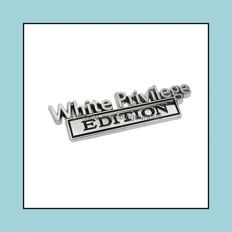 party decoration 1pc white privilege car sticker for auto truck 3d badge emblem decal auto accessories 8x5cm wholesale