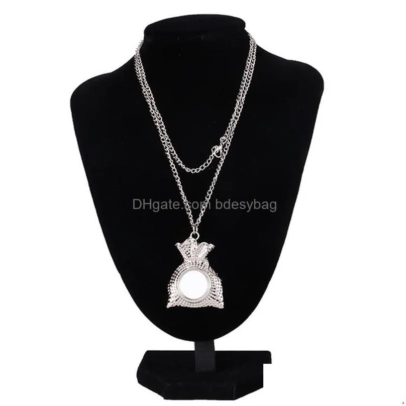 fashion diy christmas bag sublimation blank mens necklace silver necklace designer jewelry women man chain photo frame pendant for woman pendnats necklaces