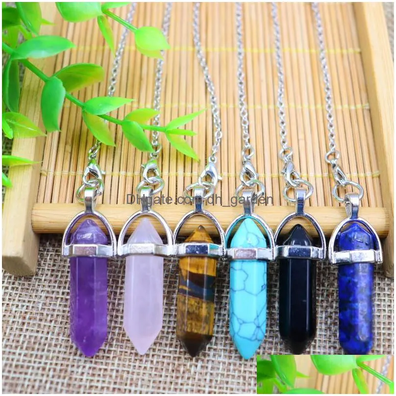 dowsing pendulum charms quartz hexagonal bullet shape natural stone crystal reiki healing pendule pendant pendulums for dowsing