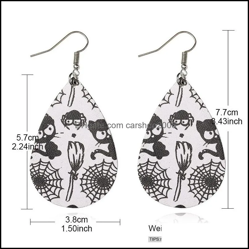 halloween christmas leather earrings skeleton owl pumpkin drops leather festival earrings for women fashion drop dangle earring