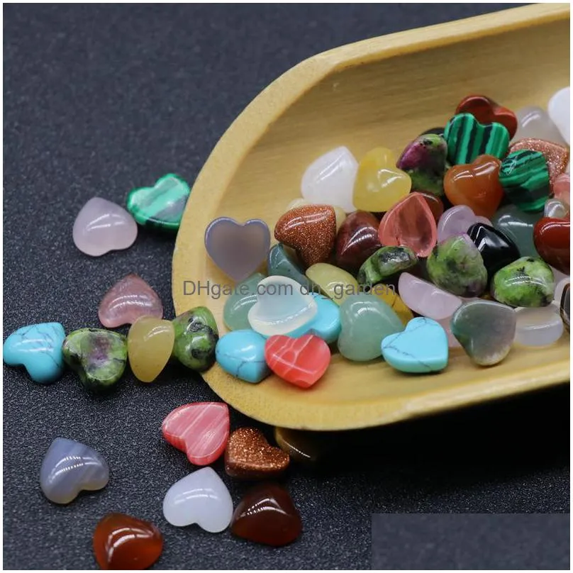 flat bottom 10mm heart ornaments natural rose quartz turquoise stone naked stones decoration hand play handle pieces accessories