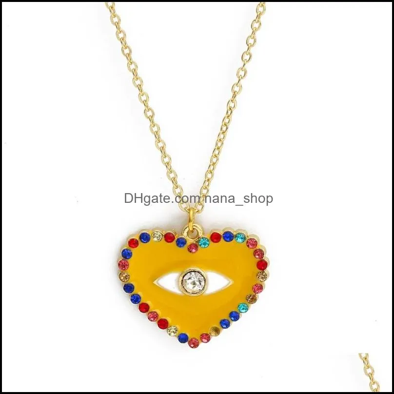 s2295 fashion jewelry turkish symbol colorful love heart evil eye pendant necklace blue eyes punk necklaces c3