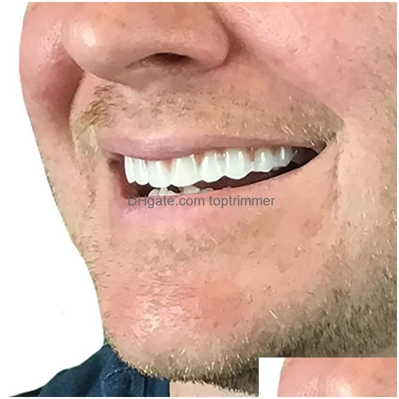1pc upper false teeth silicone fake teeth simulation whitening dental braces tool brush care hygiene bleaching