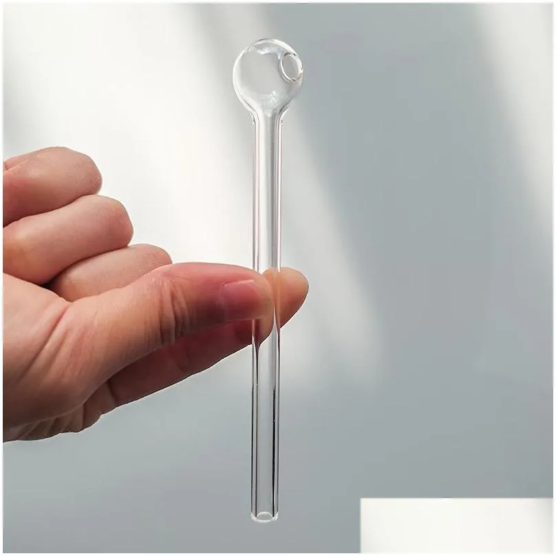 clear glass oil burner pipe smoking tubes tobacco thick glass tube 4.7 inch pyrex nail tips water hand pipes bong high quality transparent smoke accessories