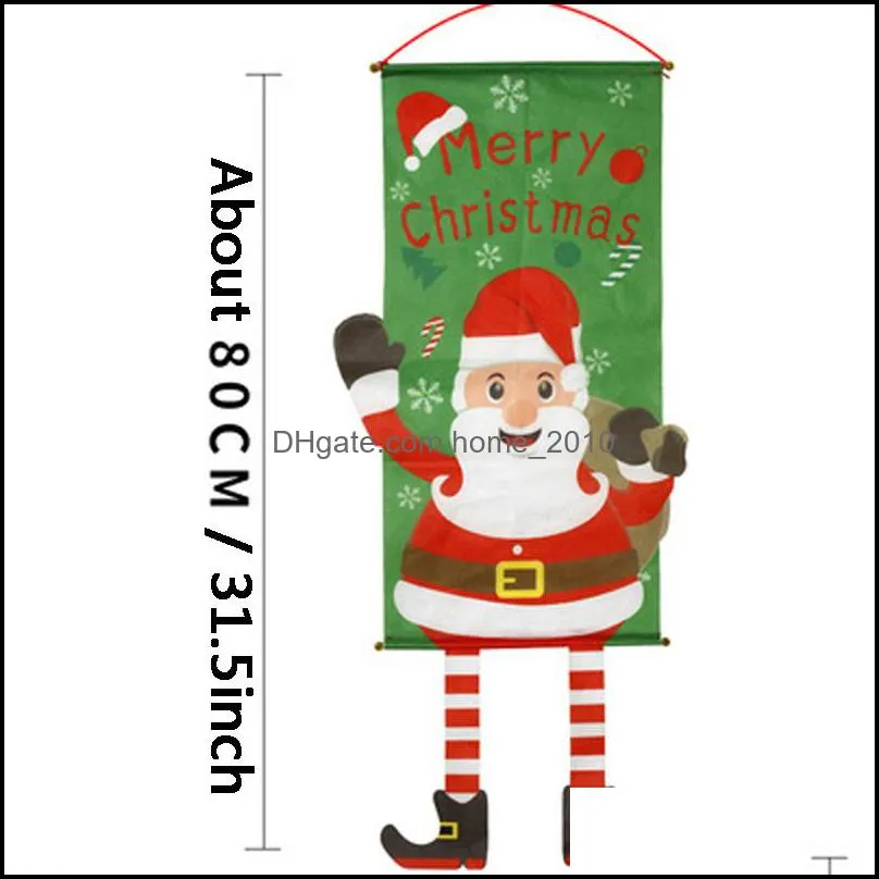 6 styles christmas flag cartoon deer snowman santa claus print window wall hanging banner xmas party decoration home garden flag dbc