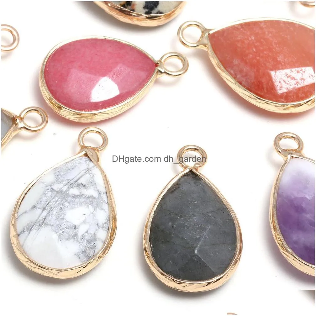 aspect natural stone charms waterdrop pendant rose quartz healing reiki crystal diy necklace earrings women fashion jewelry finding
