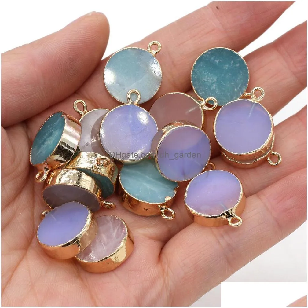semiprecious stone charms reiki healing chakra rose quartz crystal pendant for necklace jewelry making 15x20mm