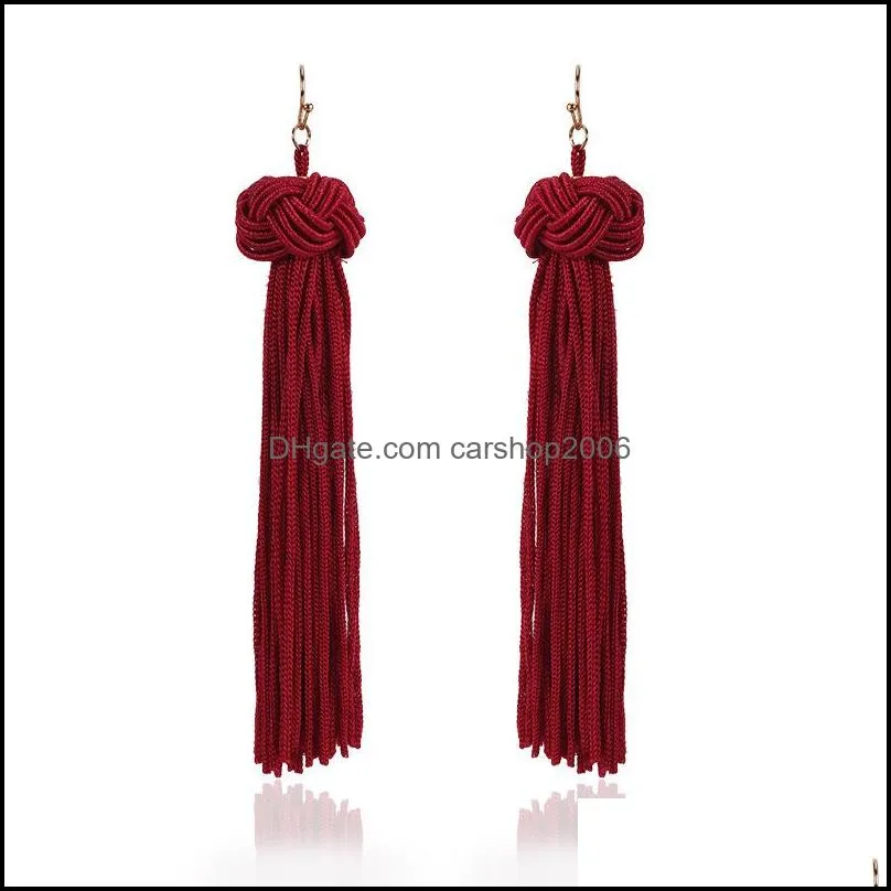 fashion bohemian long tassel drop earrings for women lady vintage ethnic statement knot dangle earring for women girls 2019 jewelry