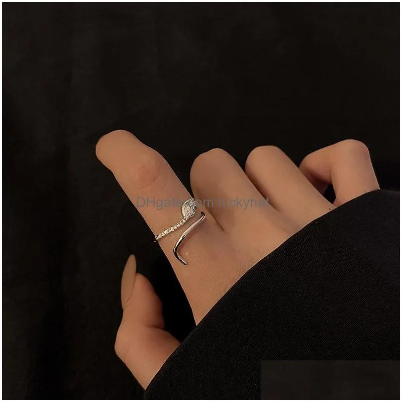 fashion jewelry women snake ring copper inlaid zircon opening adjustable snakes rings