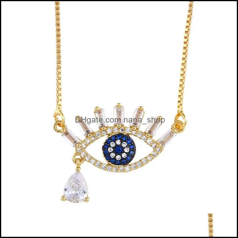 pendant necklaces turkish evil eye necklace gold cubic zirconia greek blue for women men fashion 3502 q2