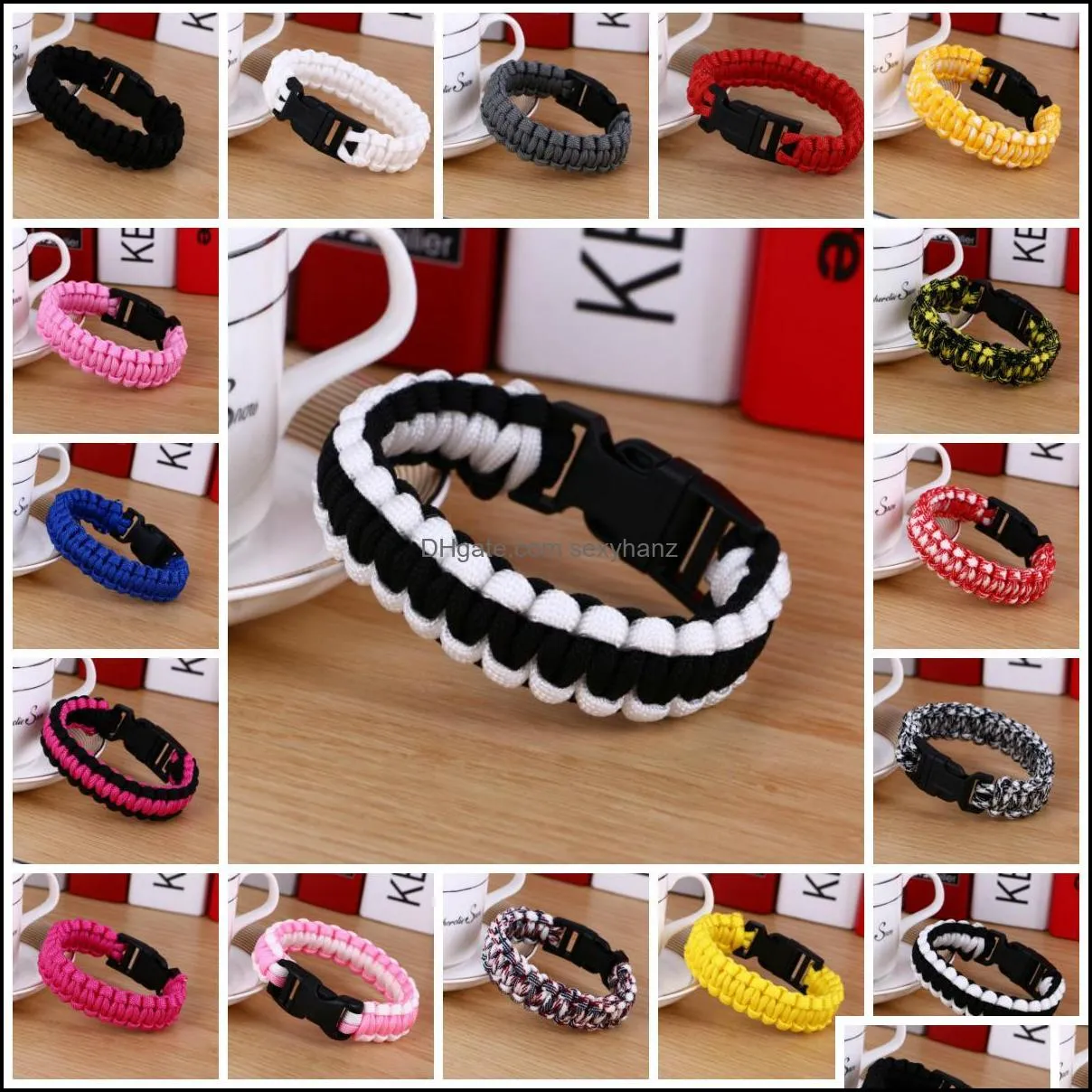 bracelet for women 19 colors climbing for women outdoor paracord bracelets men hope bangles love charm bracele