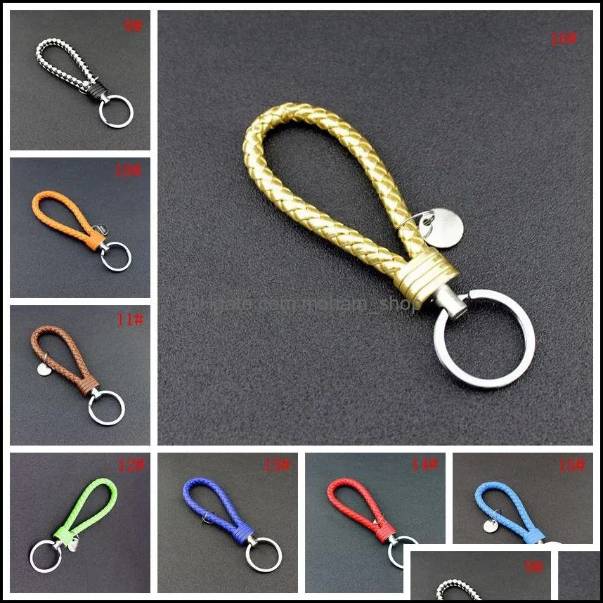 pu leather braided keychain manual woven rope keyring bag pendant key chain holder car keyrings men women key ring party favor dbc