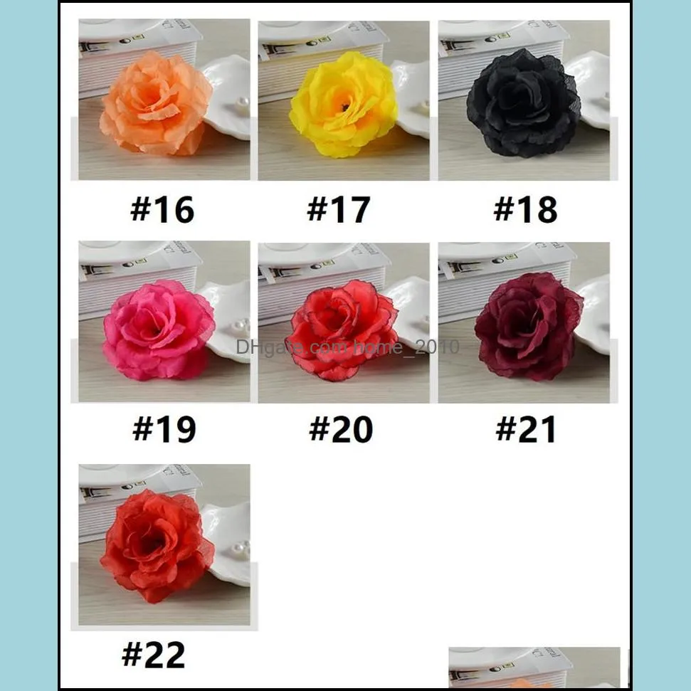 8cm 22colors silk rose artificial flower heads high quality diy flower for wedding arts wall arch bouquet decoration flowers