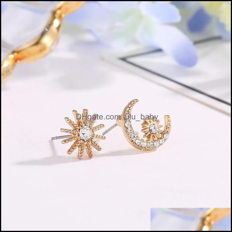 asymmetric earrings bijoux moon star earring christmas gifts rhinestone stud earrings