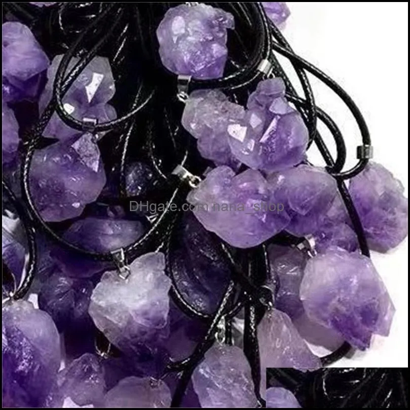 natural crystal pendant necklaces amethyst rough stone necklace jewelry 472 h1