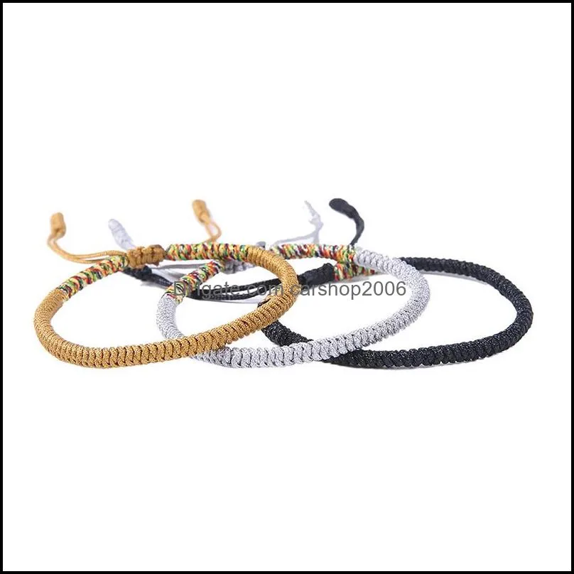 handmade 3pcs/set knots rope bracelet multi color tibetan buddhist good lucky charm tibetan braided bracelets bangles for women men