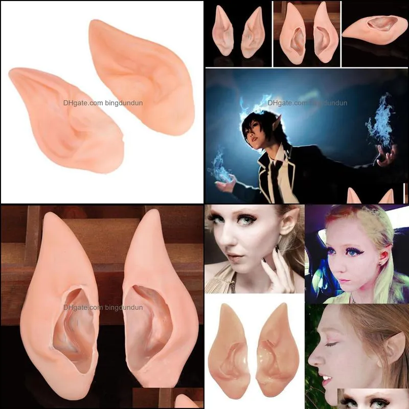 latex fairy pixie elf ears cosplay accessories larp halloween soft pointed prosthetic tips ear supplies