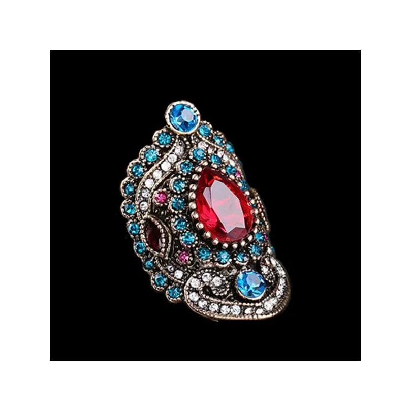 fashion jewelry vintage hollowed crystal rhinstone ring for ladies womens ring